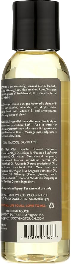 Soothing Touch Organic Bath, Body & Massage Oil, Sandalwood, 4 Fl Oz - Image 2