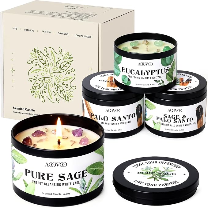 AOOVOO 4 Pack Sage Candles - Image 8