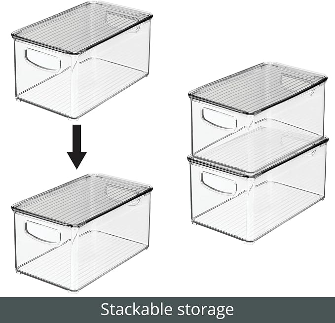 mDesign Deep Plastic Bathroom Storage Bin Box, Lid/Built-in Handles, - Image 5