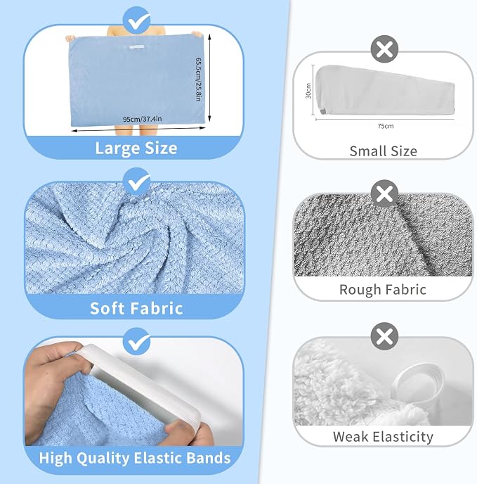 my novel things 2 Pack Extra Large Microfiber Hair Towel Wrap - Image 2