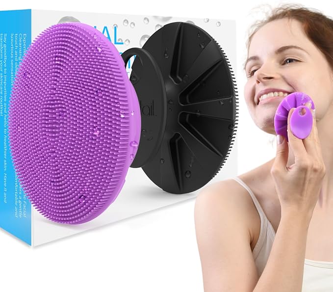 BEAUTAIL Silicone Face Scrubber 2 Pack, Manual Facial Cleansing Brush, Gentle by BEAUTAIL