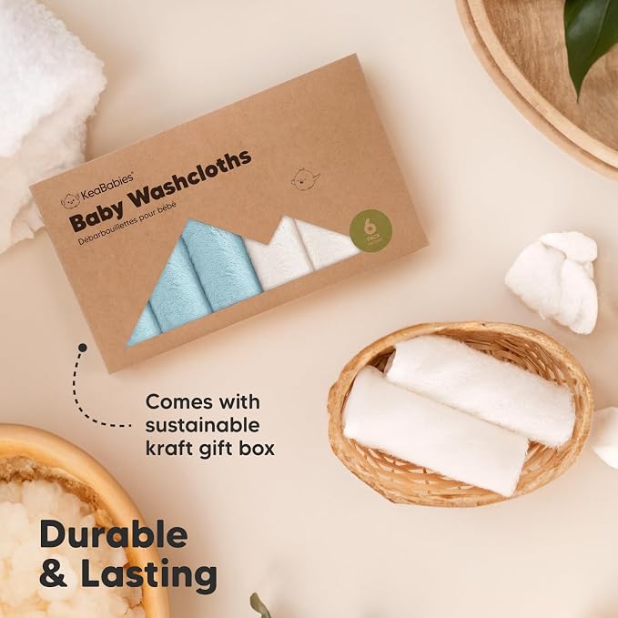 6-Pack Baby Washcloths – Soft Absorbent Viscose from Bamboo Washcloths - Image 7