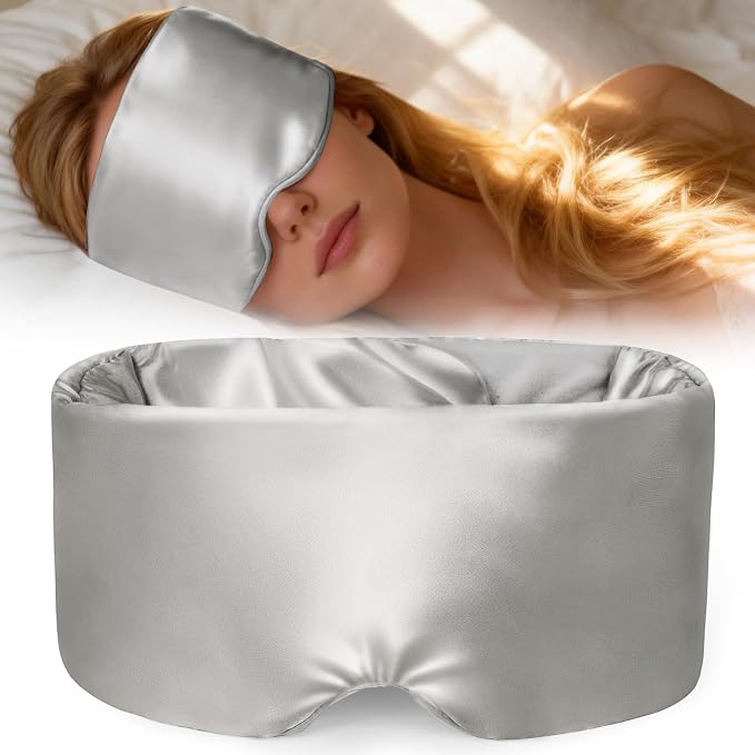 Weighted Eye Mask for Sleeping, Silk Sleep Mask for Side Sleeper by Akakios