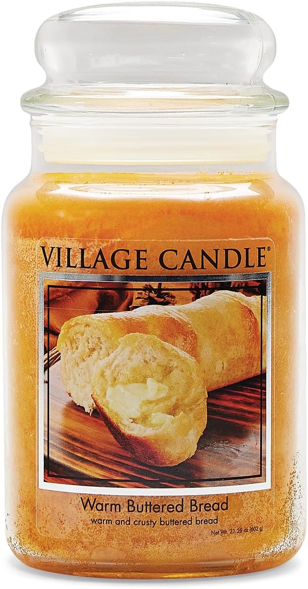 Village Candle Warm Buttered Bread Large Glass Apothecary Jar Scented Candle by VillageCandle