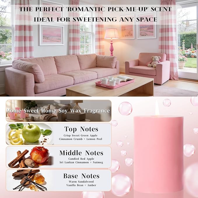 4 Pack Apple Cinnamon Scented Pillar Candles, Natural Soy Wax Candles-2.8x4In - Image 2