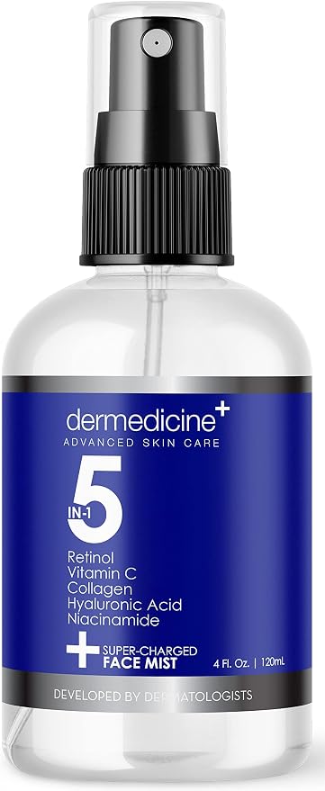5 in 1 Super Charged Anti-Aging Face Mist w/Retinol, Vitamin C, Hyaluronic Acid by Dermedicine