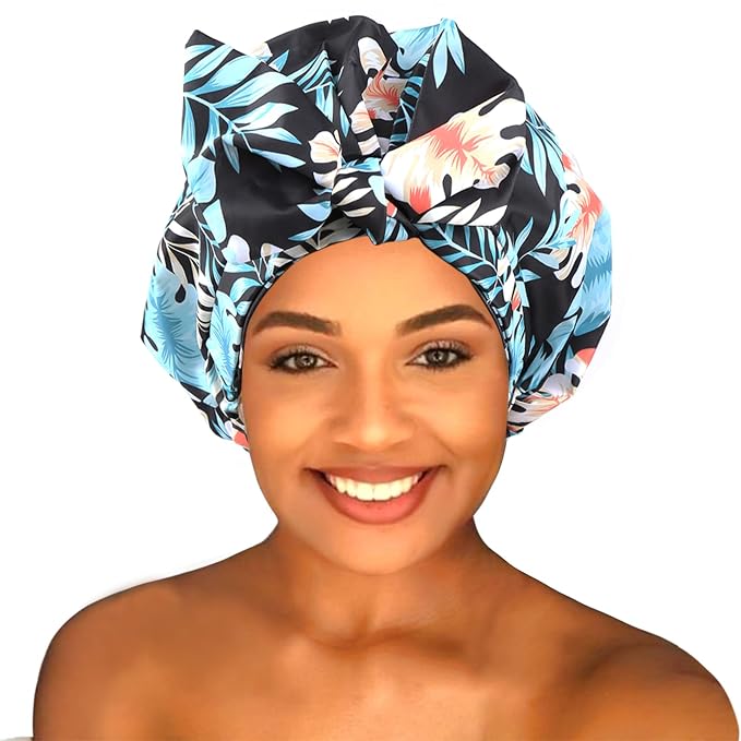 Shower Cap for Women Reusable Waterproof Bath Cap for Long Hair Cap for Shower by senthair