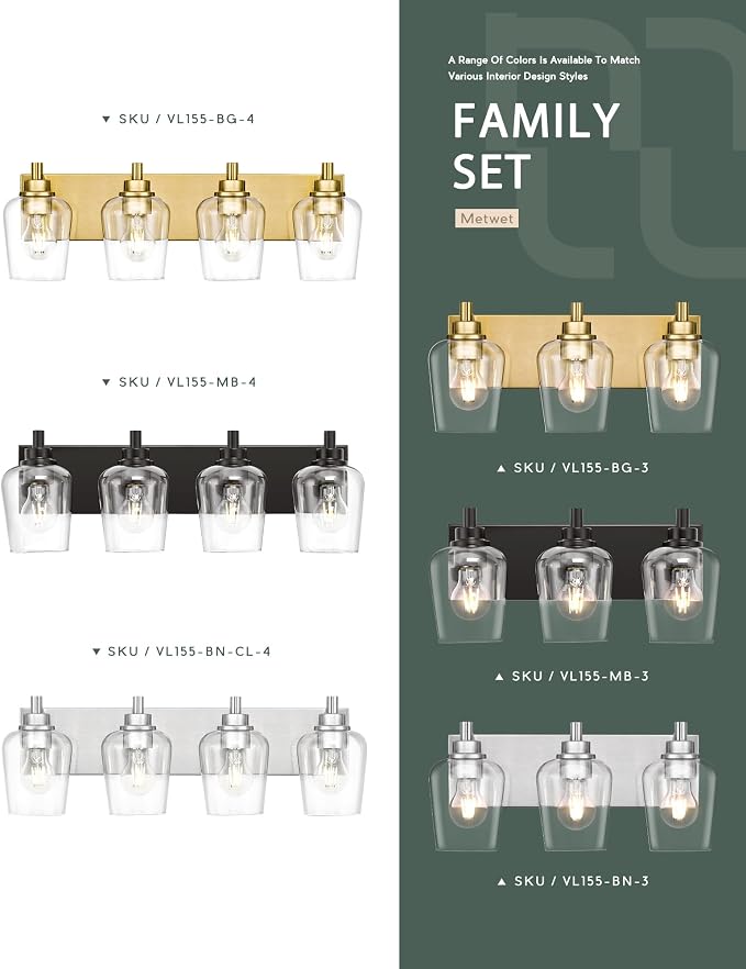 Bathroom Light Fixtures, 3-Light Modern Vanity Light - Image 7