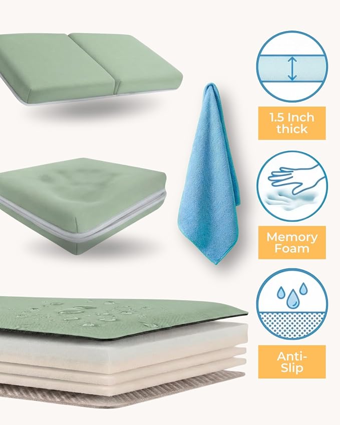 Comfortable Baby Bath Kneeler and Elbow Rest Pad Set – Thick Memory Foam Bath - Image 9