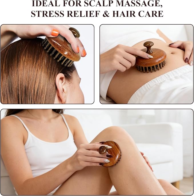 Wooden Scalp Massager for Hair Growth, Bamboo Head Massage Brush to Stimulate - Image 7