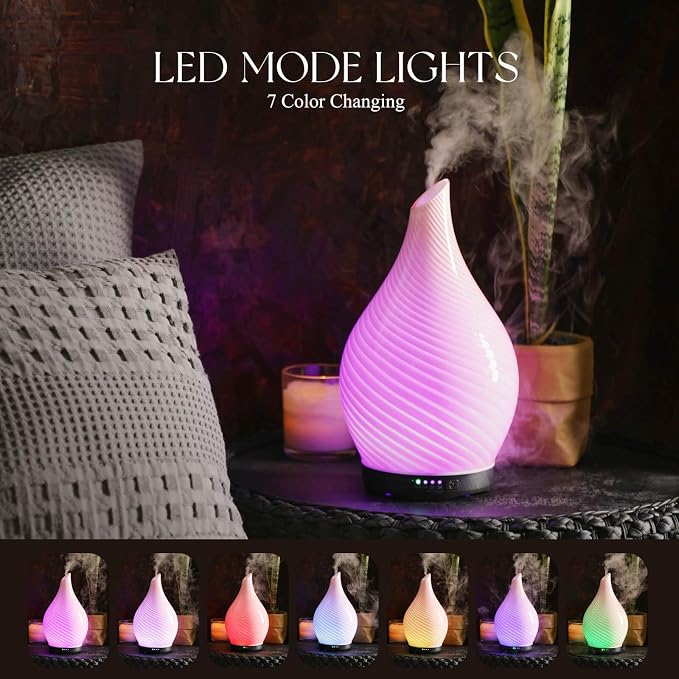 Porseme 280ml Essential Oil Diffuser Glass Color Changing Aroma Air Diffusers - Image 2