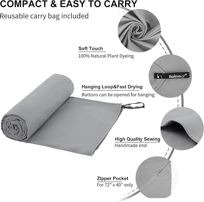 Rainleaf Microfiber Towel Perfect Travel & Gym & Camping Towel. Quick Dry - Image 3