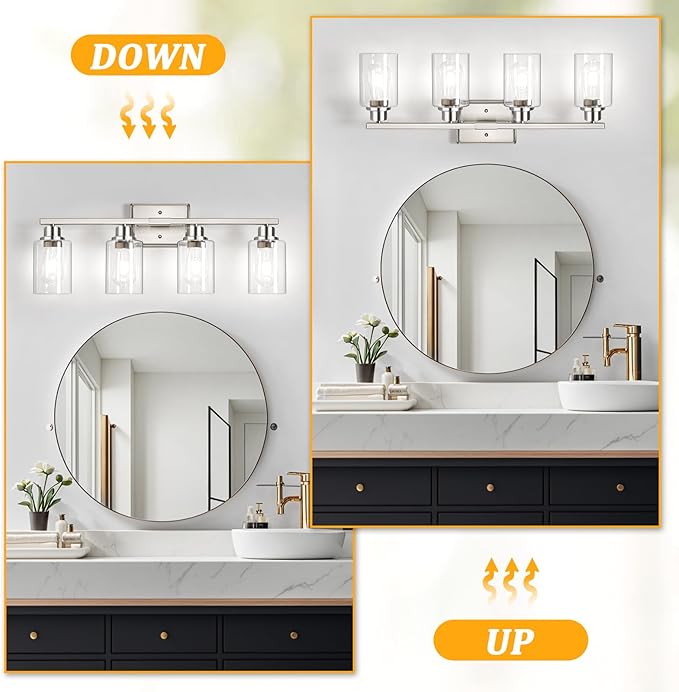 Unicozin 4-Light Bathroom Light Fixtures, Modern Vanity Lights - Image 4