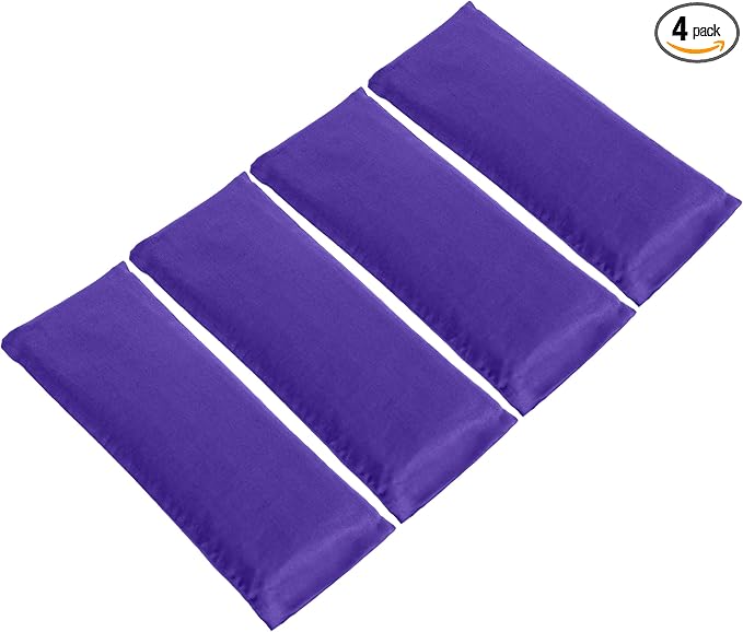 Sunshine Yoga 4-Pack Scented Sateen Eye Pillows, Low-Luster, 9’’ x 4’’ Flaxseed by SunshineYoga