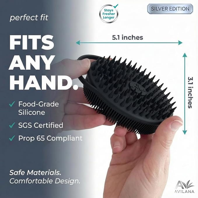 Avilana Silver Edition Scalp Massager Shampoo Brush - Image 5