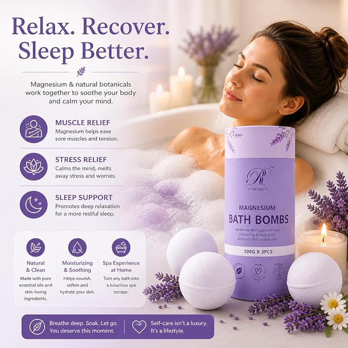 Magnesium Lavender Bath Bombs Gift Set – XL Epsom Salt Bath Bombs - Image 2
