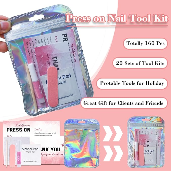 Press On Nail Tool Kit for Nail Business, Nail Prep Application Disposable Kit - Image 2