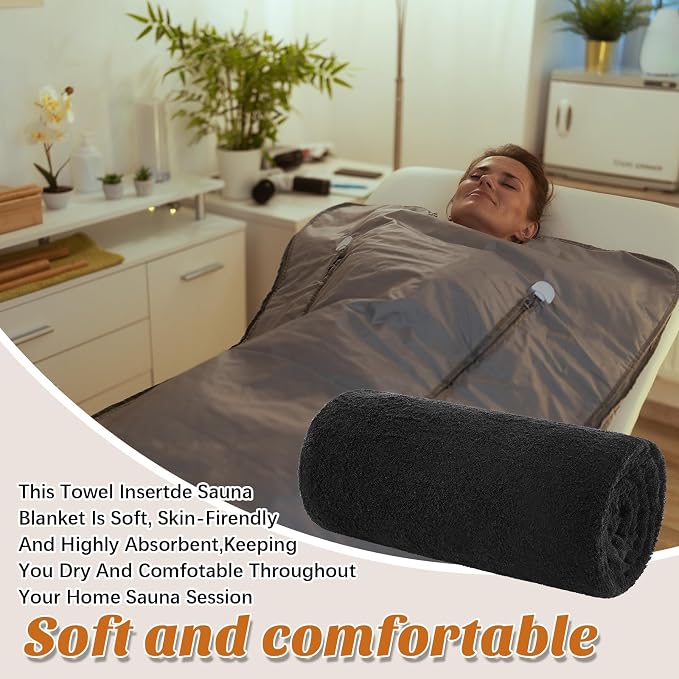 HunnmingRe Infrared Sauna Blanket Towel Inserted, 35 x 70”Cotton Sweat - Image 2