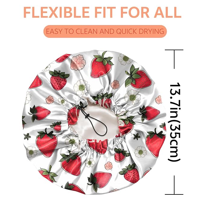 Shower Cap Reusable Double Layer Adjustable Elastic Waterproof EVA Hair Bath - Image 2