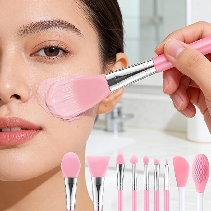 8Pcs Silicone Face Mask Brush Set, Double-Sided Silicone Face Scrubber - Image 5