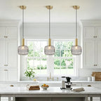 KCO Lighting Mid Century Smoke Glass Pendant Light Antique Brass Kitchen Island - Image 5