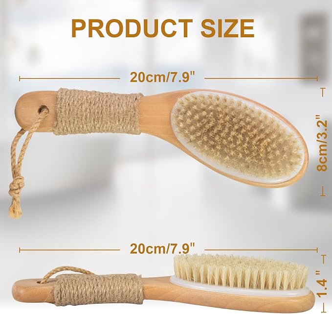 9.8" Dry Brush for Body with Anti-Slip Handle, Wet&Dry Brushing Body Brush for - Image 2