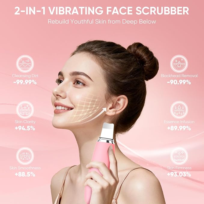 Silicone Face Scrubber Blackhead Scraper Rechargeable 2-in-1 Facial Cleansing - Image 3