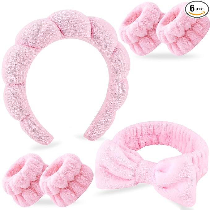 Zkptops 6Pcs Spa Headband for Washing Face Wristbands Set Women Bubble Makeup by ZKPTOPS