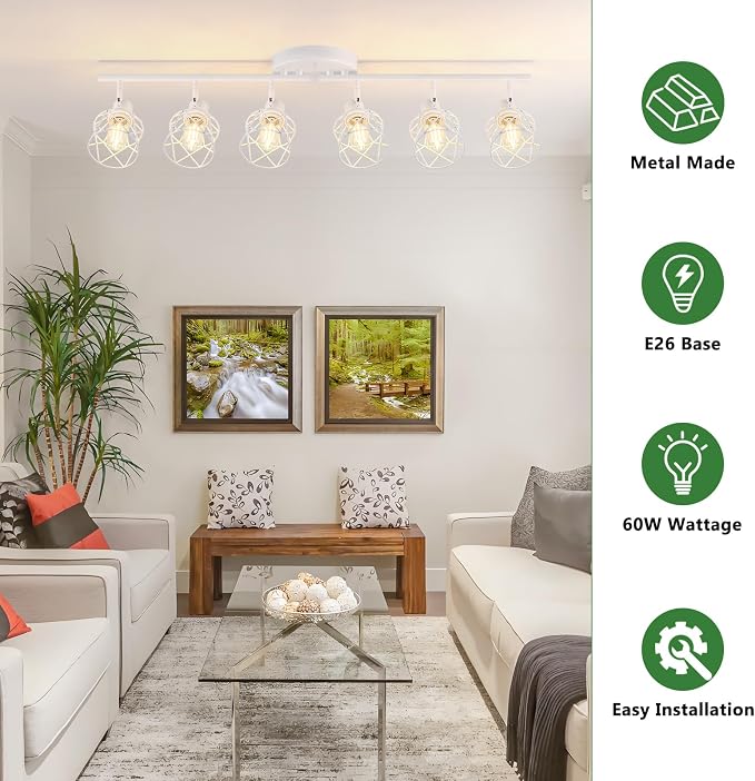 Baocuz 6-Lights White Semi Flush Mount Ceiling Light - Image 3