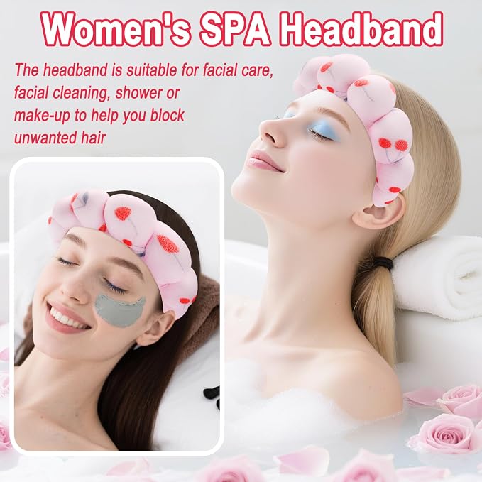 Zkptops Spa Headband for Washing Face Wristband Set Sponge Makeup Skincare - Image 3