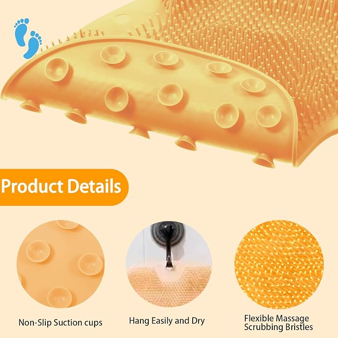 Shower Foot Scrubber, Wall Mounted Bath Massage Pad, Back Scrubber Back - Image 3