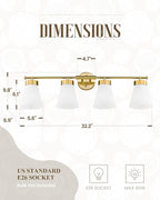 Bathroom Light Fixtures Brushed Gold, HWH 4 Light Vanity Lights Over Mirror - Image 2