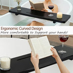 Elegant Black Bamboo Bathtub Tray Caddy - Image 6