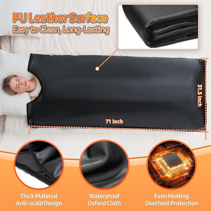 Infrared Sauna Blanket for Home: Premium PU Leather Portable Sauna Blanket Far - Image 5