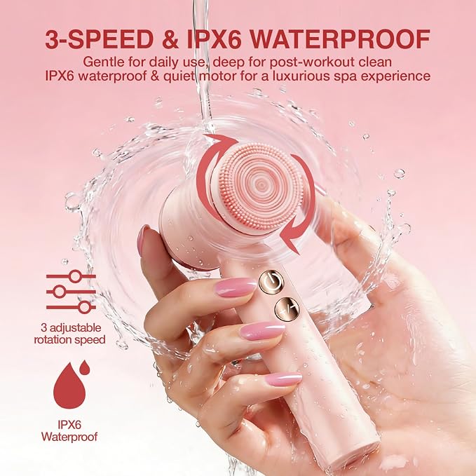 Electric Face Scrubber with Led Display & Facial Cleansing Brush - Image 5