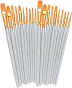 BOSOBO Paint Brushes Set, 2 Pack 20 Pcs Round Pointed Tip Paintbrushes Nylon by ArtistPaintBrushesSet