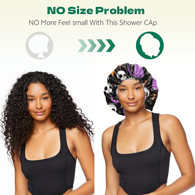 2 PCS Shower Cap Waterproof Double Layer Elastic Adjustable Reusable Hair Bath - Image 5