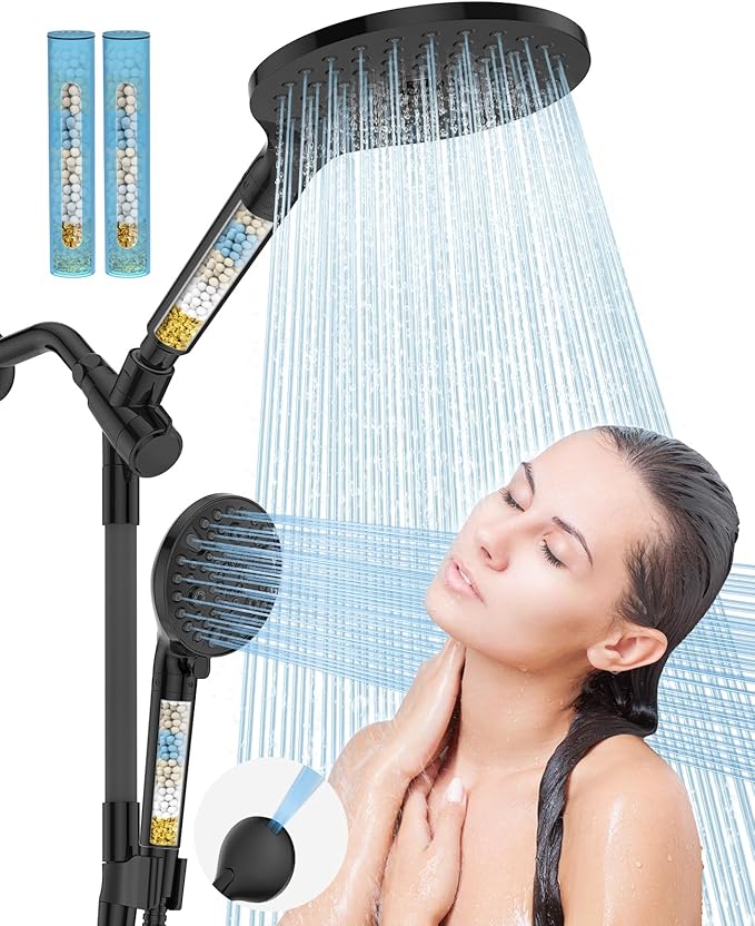 Dual Filtered Handheld Shower Heads Combo, HOPOPRO 15-Mode High Pressure by HOPOPRO