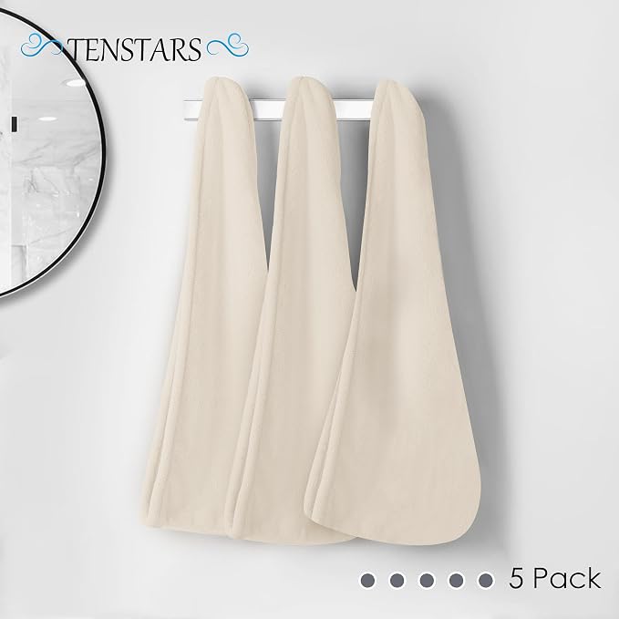 TENSTARS 5 Pack Thicken Microfiber Hair Towel Wrap - Image 4