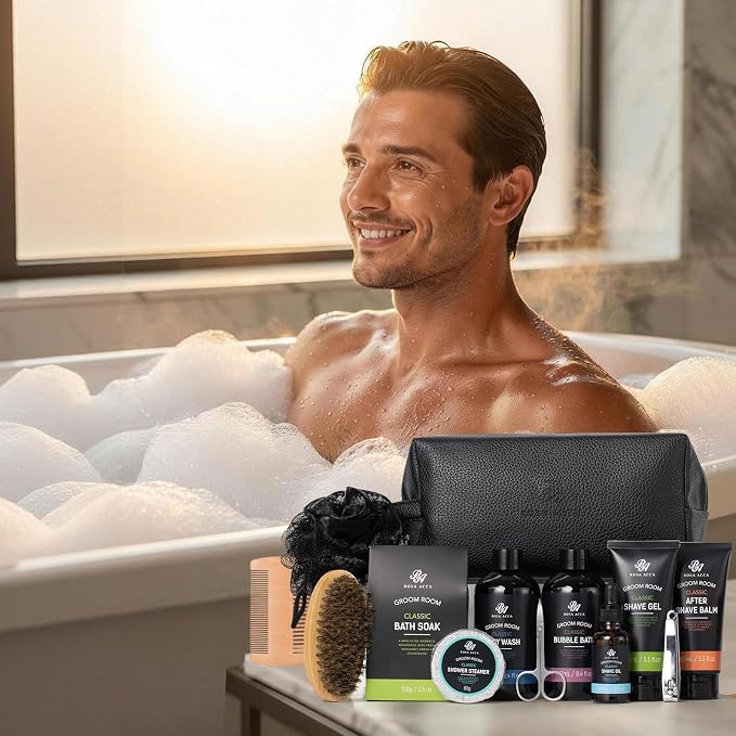14 Pcs Bath & Body Gift Set for Men, Father's Day Gifts, Beard Grooming - Image 5