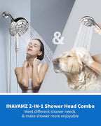 INAVAMZ Shower Heads with Handheld Spray Combo: 7.2" Rainfall Shower Head & - Image 7
