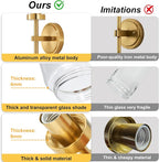 Hardwired Gold Wall Sconces Set of 2, Modern Bathroom Sconces Wall Lighting - Image 4