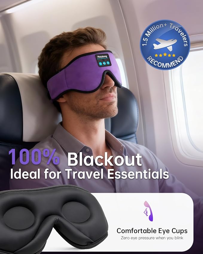 Sleep Mask with Bluetooth 5.4 Headphones, Wireless Music Sleep Eye Mask - Image 3