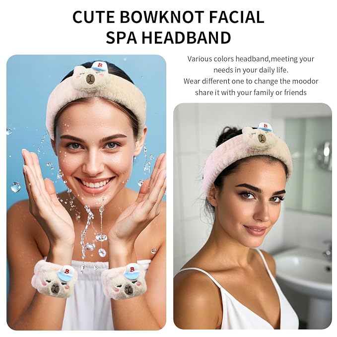 Kawaii Spa Headband and Wristband Set - Image 2