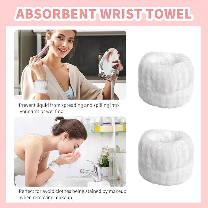 WSYUB Spa Headband and Wristband Set, Face Wash Headband, Makeup Skincare - Image 4