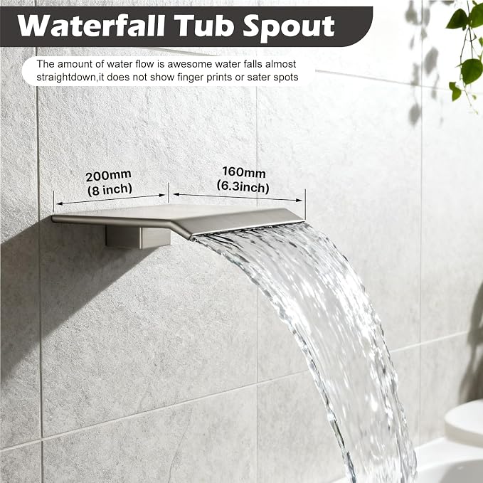 Midanya Shower System with Tub Spout, Bathtub Shower Faucet Set with Square - Image 3