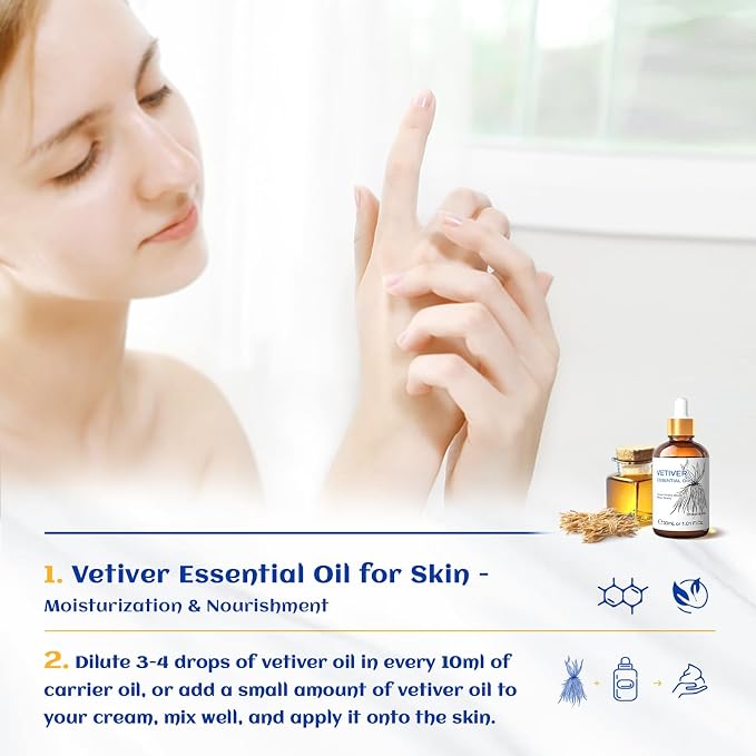 HIQILI 1 Fl Oz Vetiver Essential Oil, 100% Pure Natural - Image 3