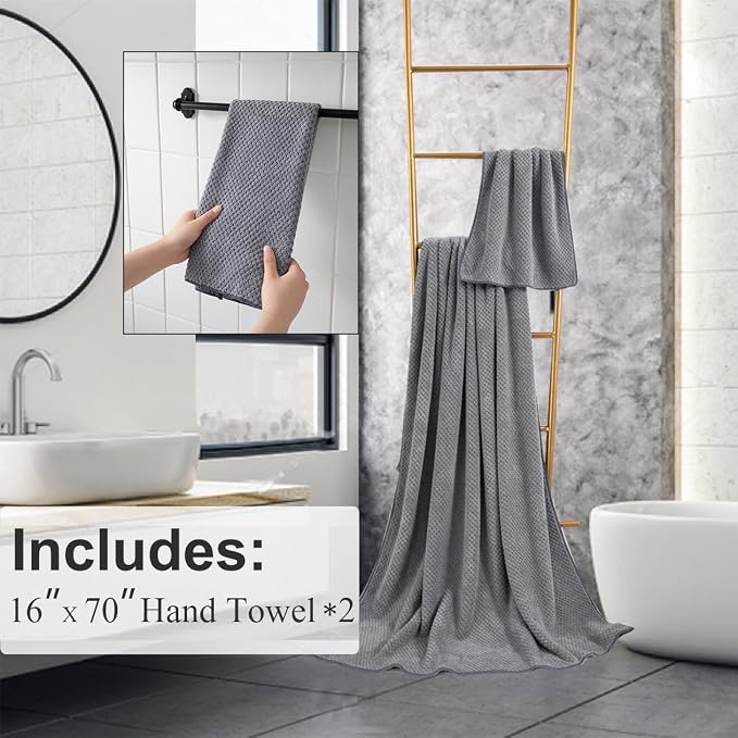 Hand Towels Set 2 Pack-16“x31”, Ultra Soft Microfibers Bathroom Towel Set - Image 6