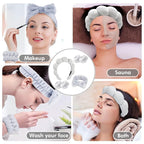 Zkptops 6Pcs Spa Headband for Washing Face Wristbands Set Women Bubble Makeup - Image 6