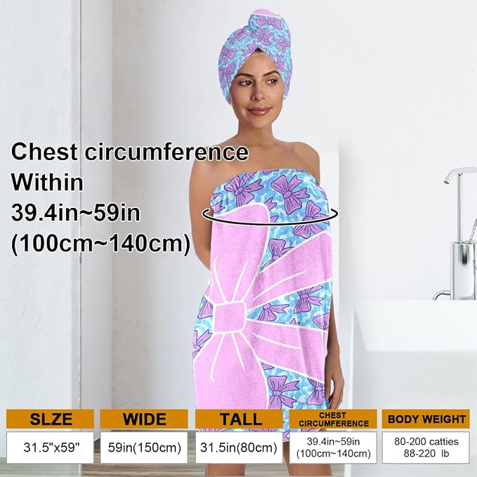 Bow Towel Wrap for Women Girls – Microfiber Shower Spa Wrap - Image 2